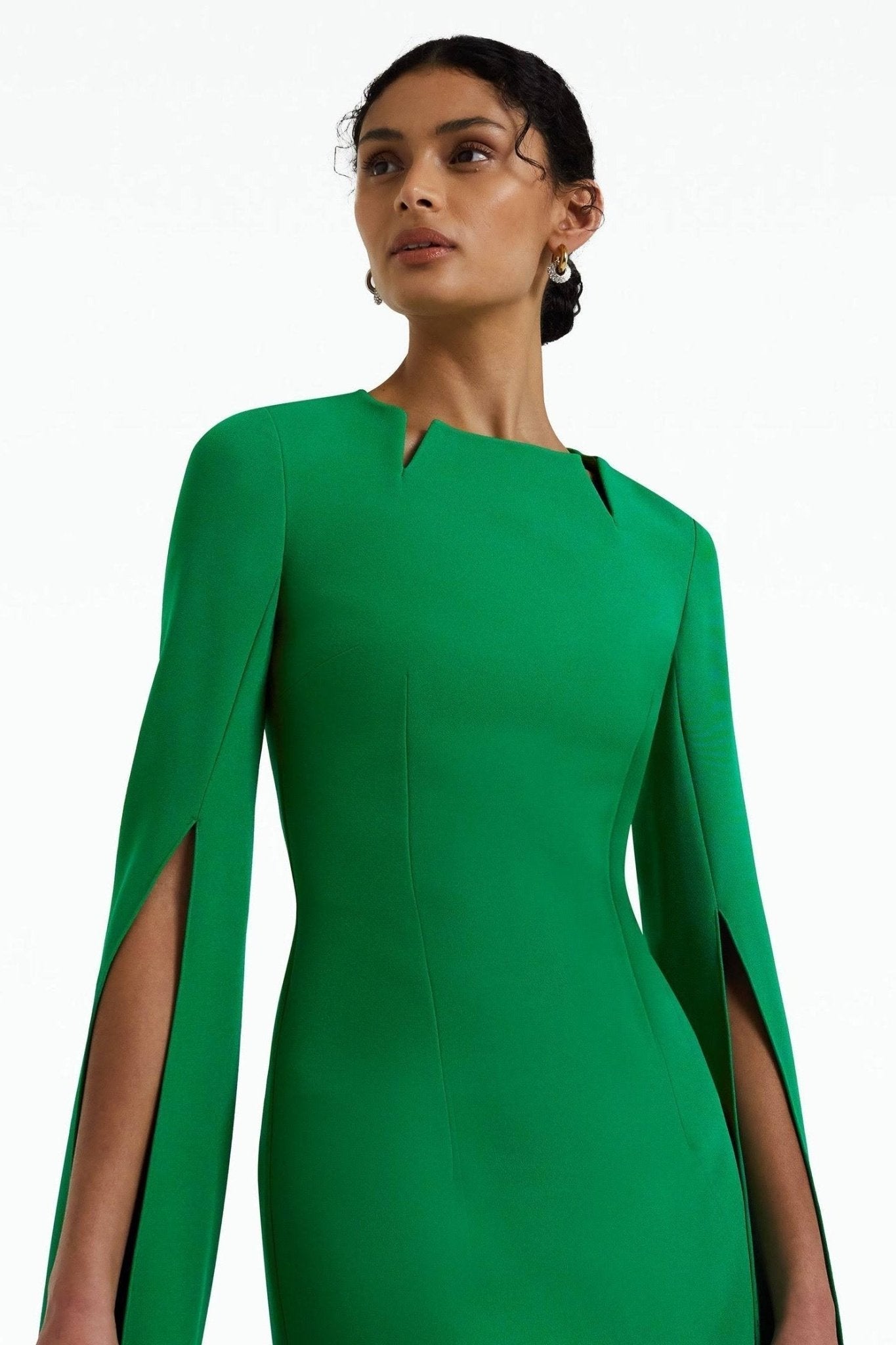 Maxikleid Mit Nadelstreifenkragen Und Langen Ärmeln