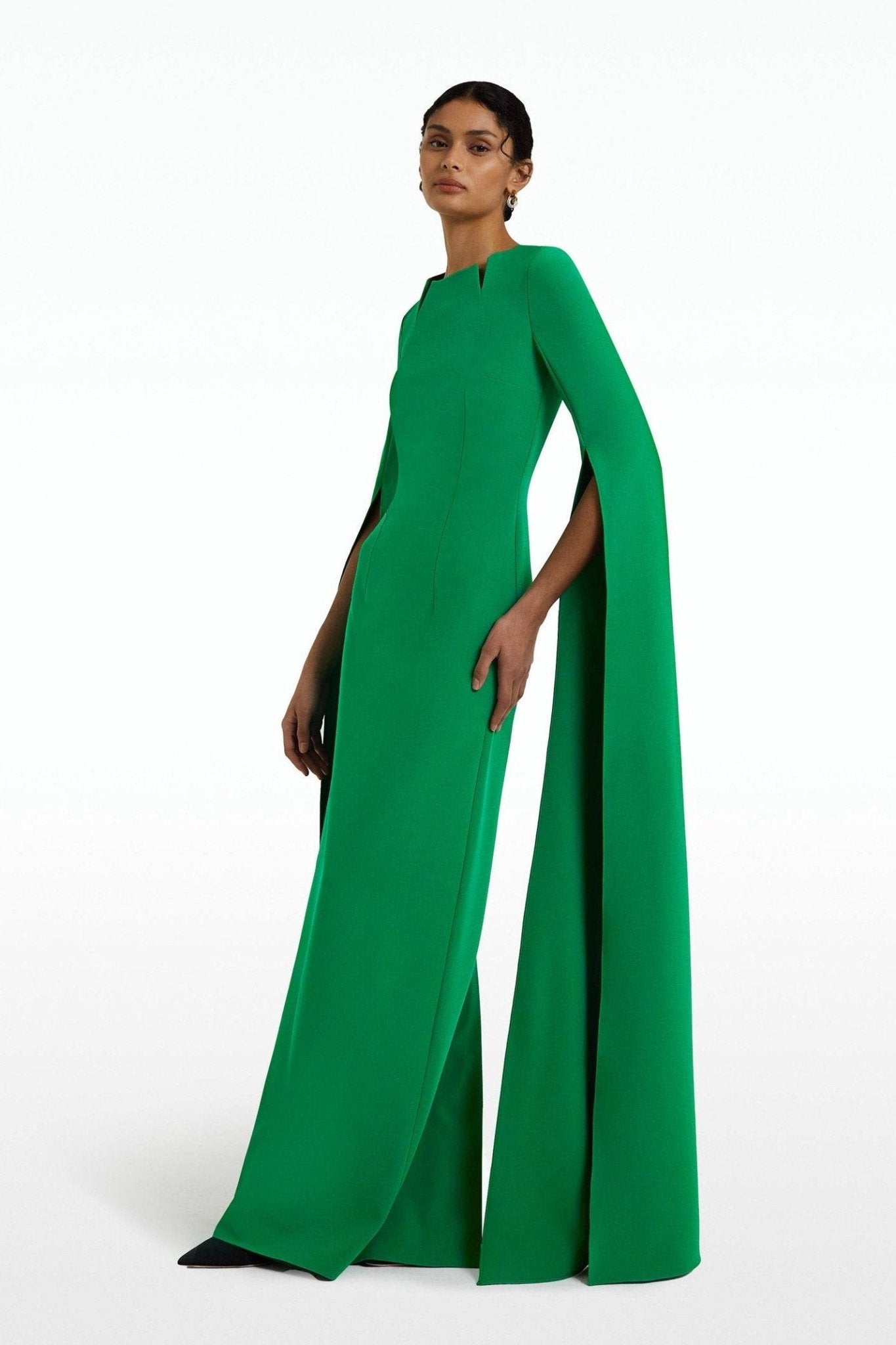 Maxikleid Mit Nadelstreifenkragen Und Langen Ärmeln
