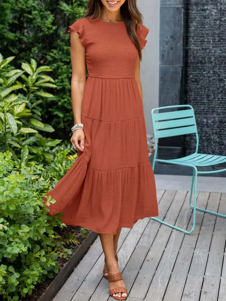 Sommerkleid Mit Rüschendetail Und Taschen