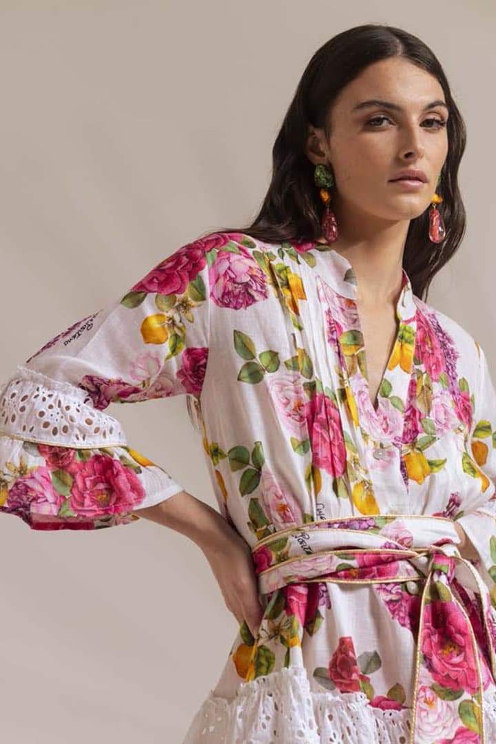 Minikleid Mit Blumenmuster Und Spitzendetails