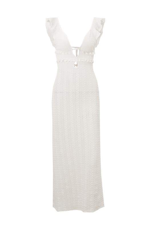 Maxikleid Aus Strick Mit Rüschen Und Cut-Outs