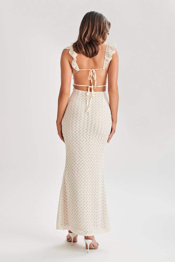 Maxikleid Aus Strick Mit Rüschen Und Cut-Outs