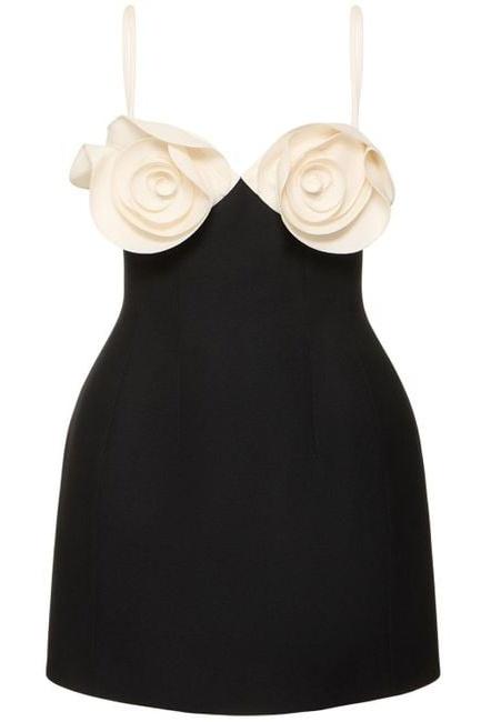 Minikleid Aus Crêpe Mit Floraler Applikation
