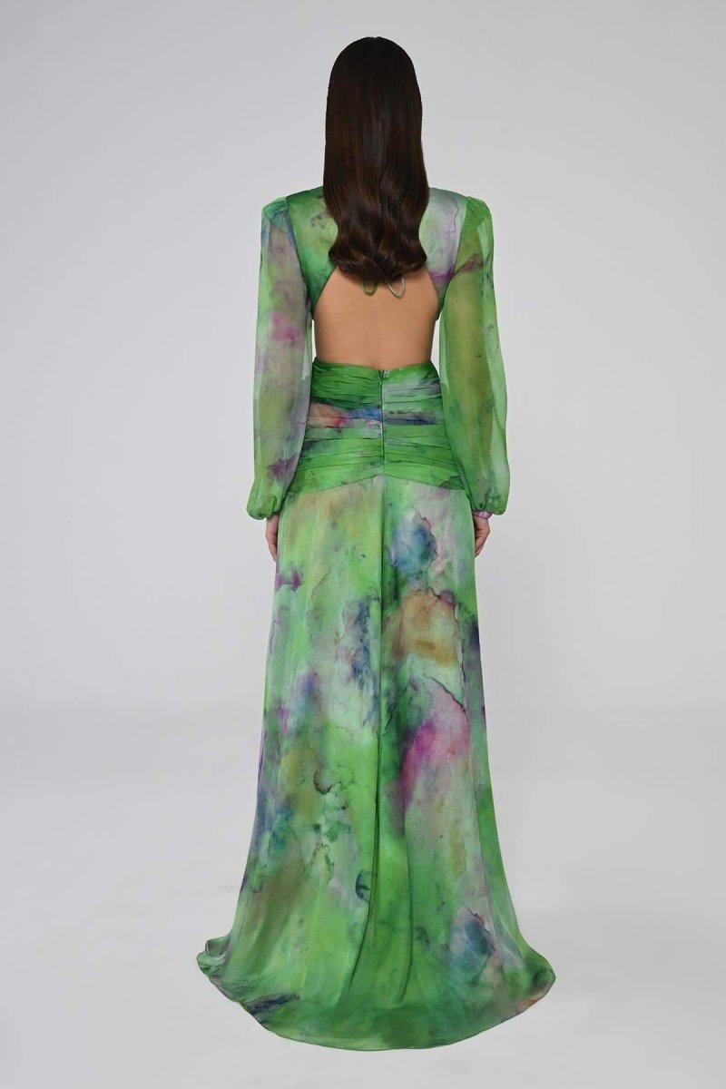 Maxikleid Mit V-Ausschnitt Und Doppeltem Schlitz