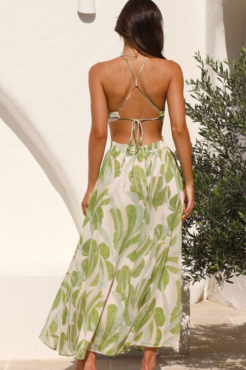 Midikleid Mit Tiefem V-Ausschnitt Und Metallring