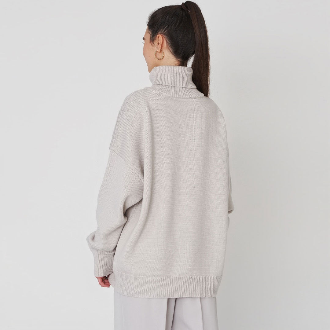 Plus Size Pullover Mit Tiefem Ausschnitt Und Langen Ärmeln İn Rippstrick - Grau