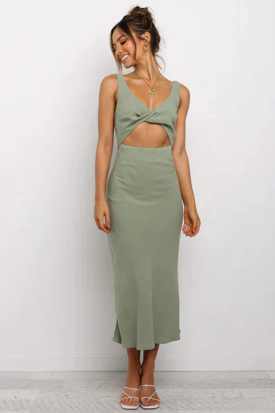 Elegantes, Tief Ausgeschnittenes Midikleid