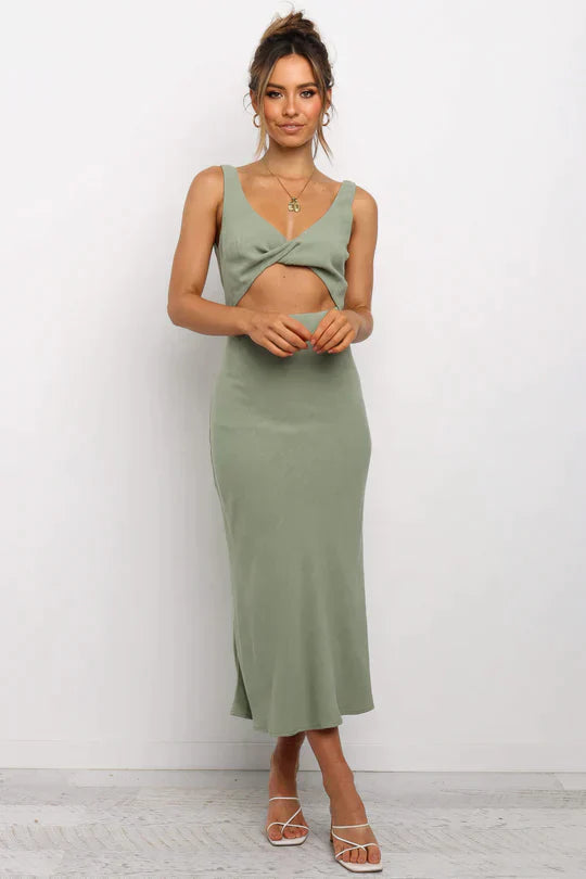 Elegantes, Tief Ausgeschnittenes Midikleid