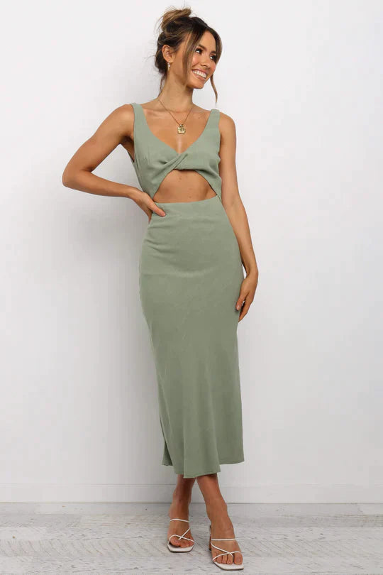Elegantes, Tief Ausgeschnittenes Midikleid