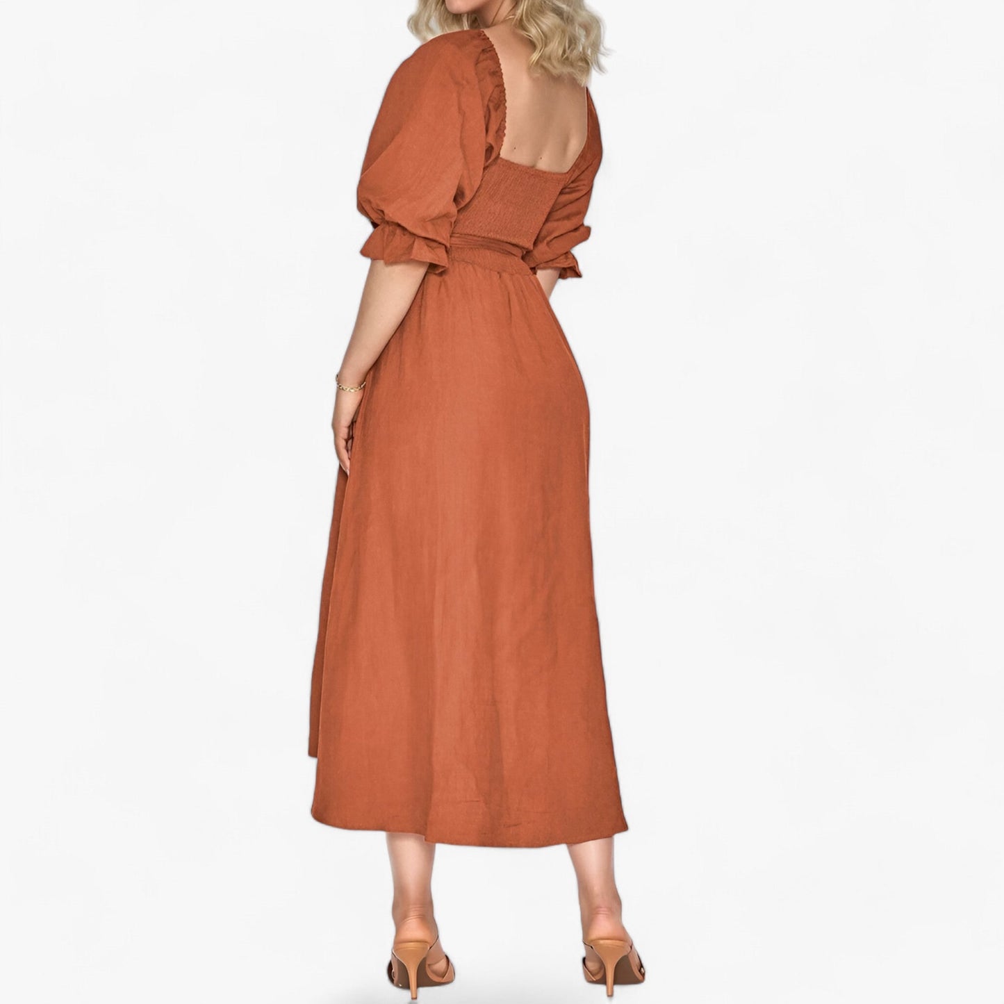 Midikleid Mit Volant Und V-Ausschnitt