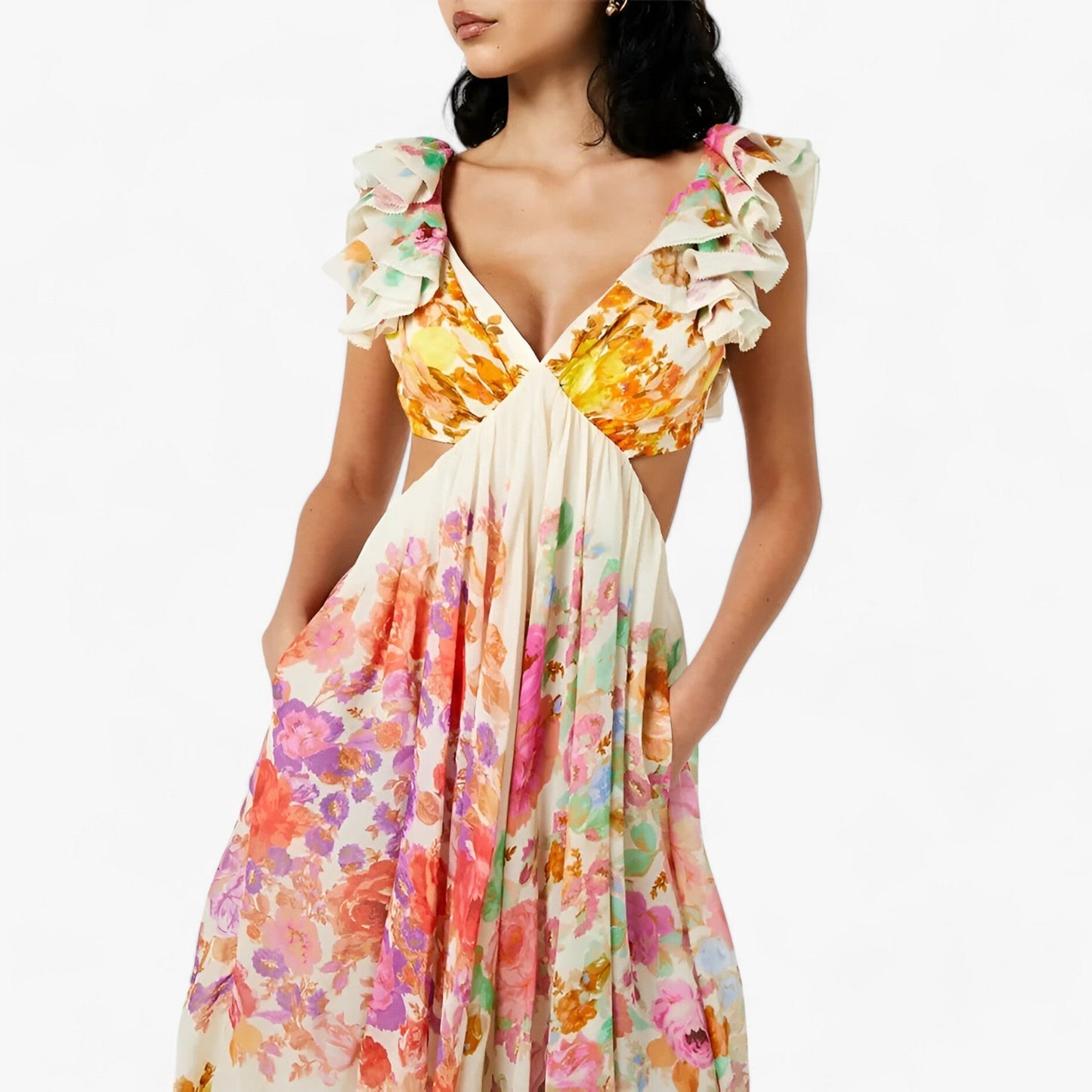 Rückenfreies Midikleid Mit Blumenmuster
