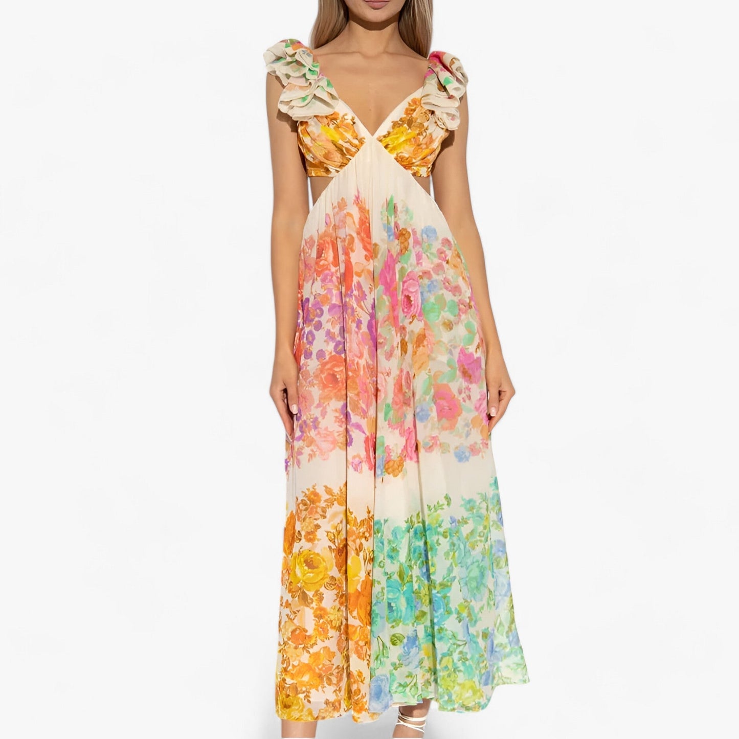 Rückenfreies Midikleid Mit Blumenmuster