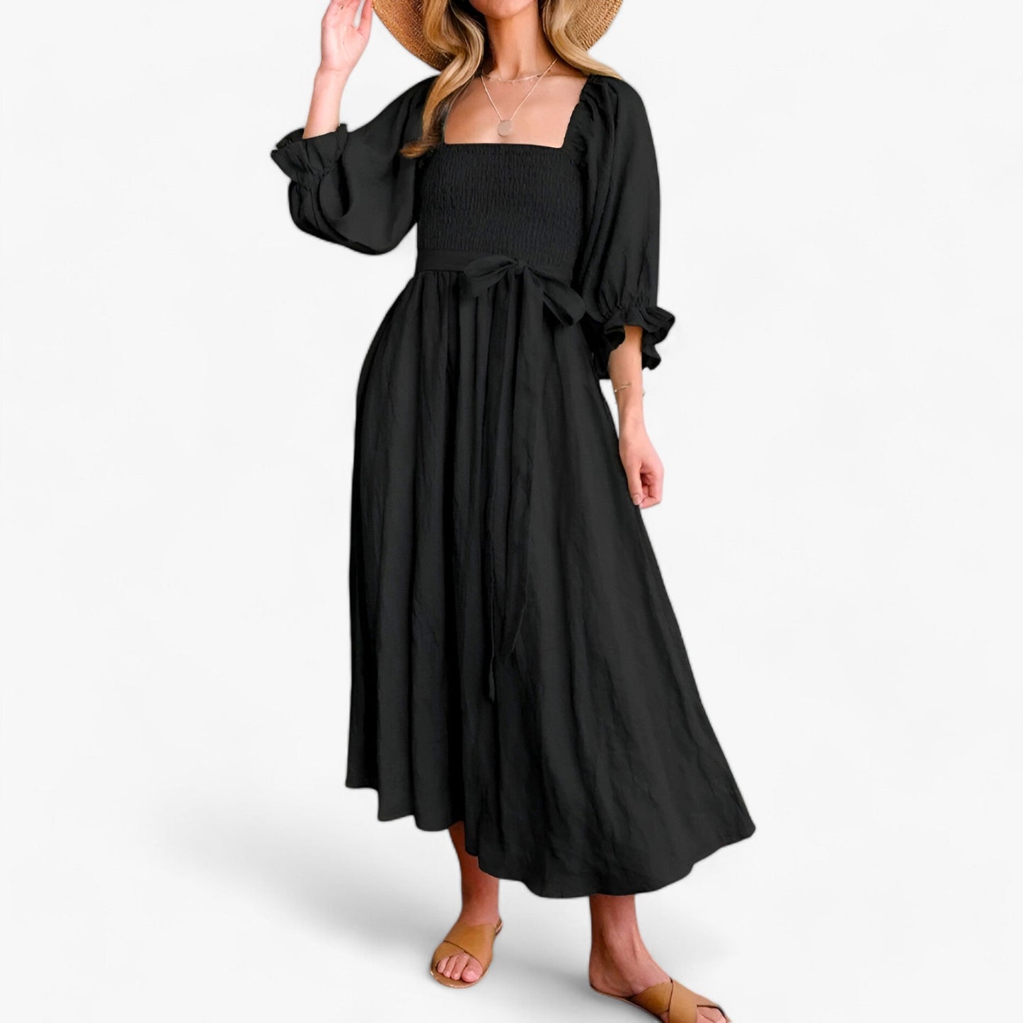 Midikleid Mit Volant Und V-Ausschnitt