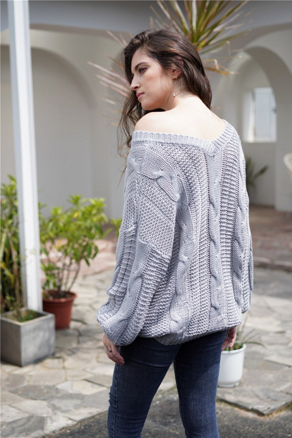 Stilvoller, Schlichter, Bequemer Strickpullover Mit Zopfmuster