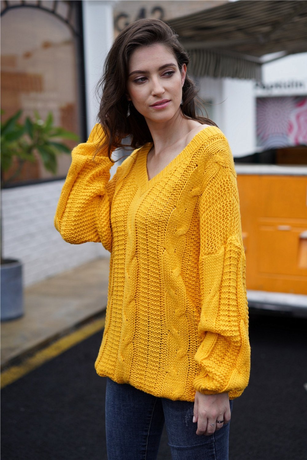 Stilvoller, Schlichter, Bequemer Strickpullover Mit Zopfmuster