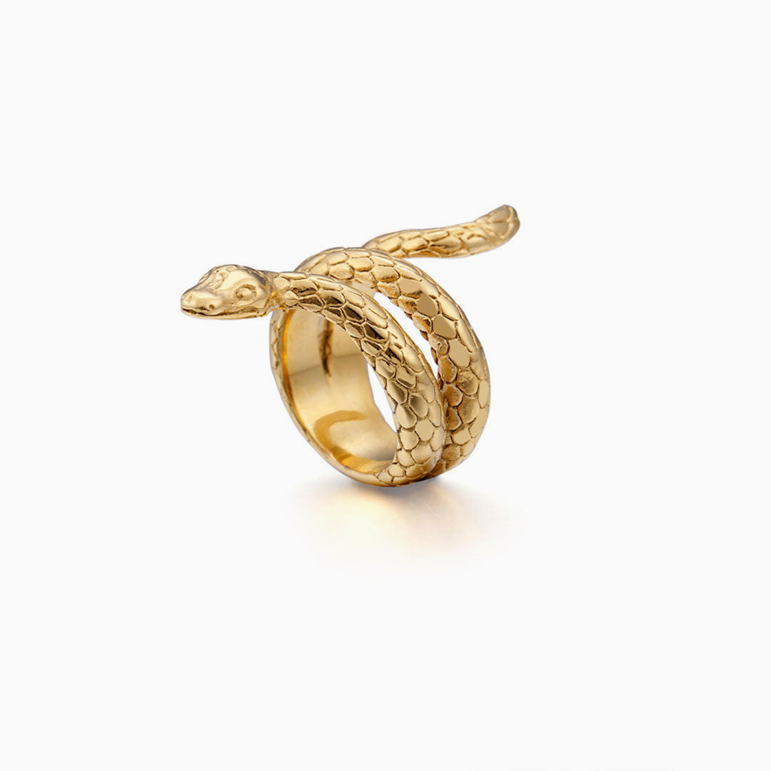 Goldfarbener Ring İm Punk-Stil Mit Schlangenmusterprägung