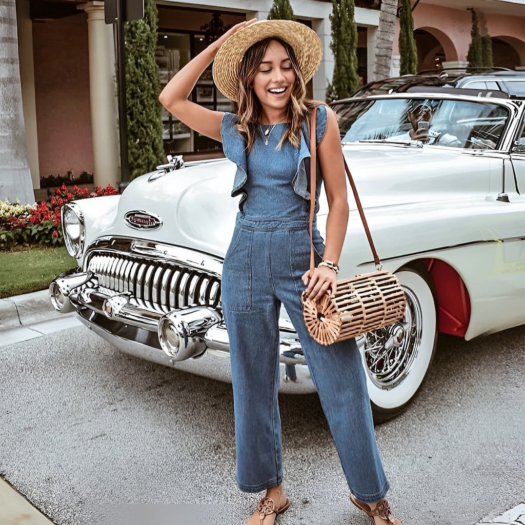 Jeans-Overall Mit Offenem Rückendetail