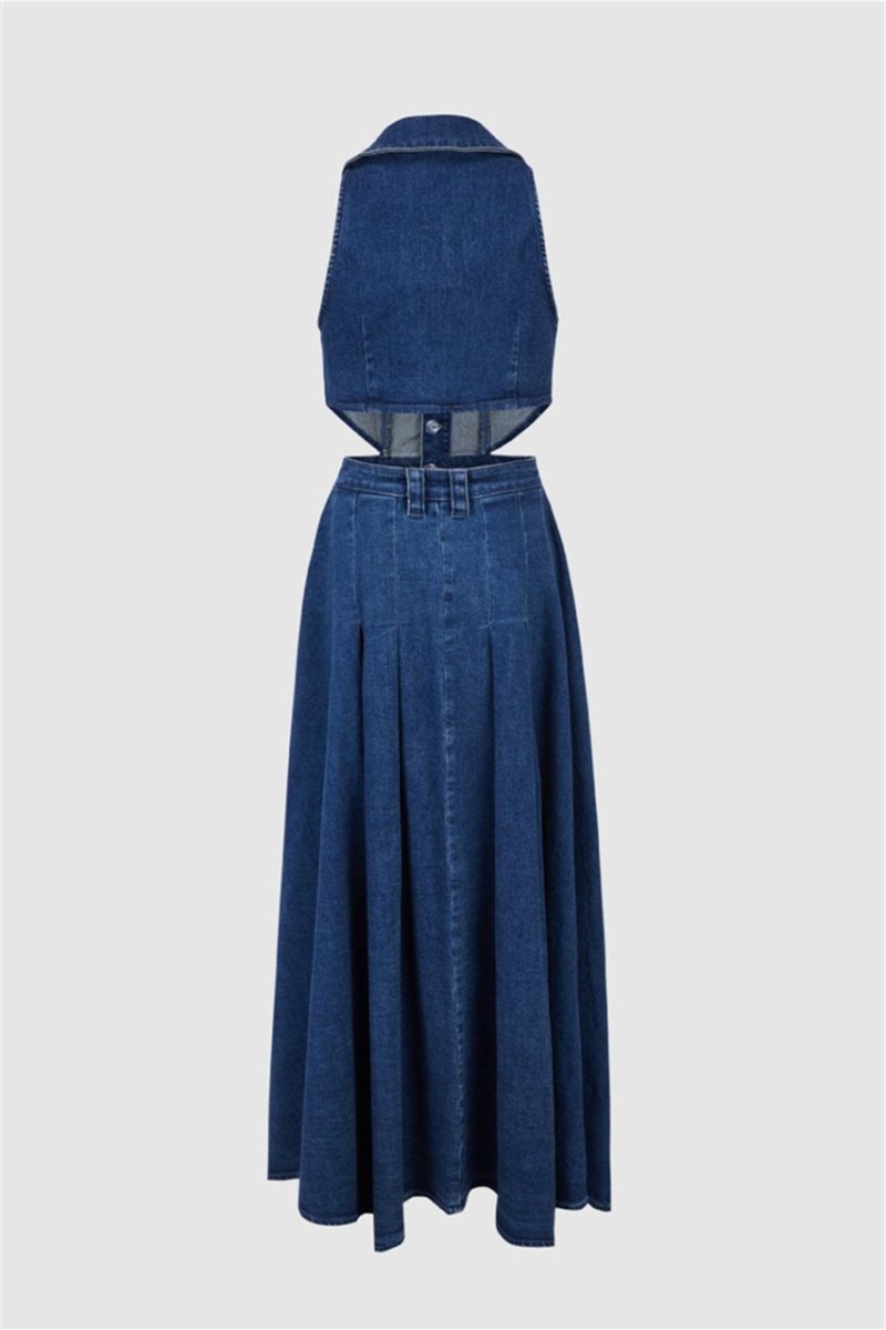 Ärmelloses, Tief Ausgeschnittenes Maxikleid Mit Schlitz