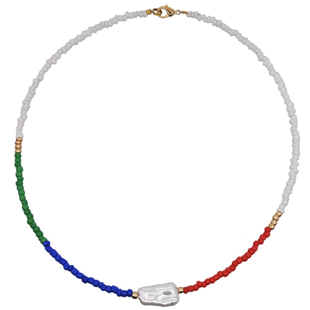 Blaue Choker-Halskette Mit Barockperlen Und Gemischten Perlen – Urlaubsstil