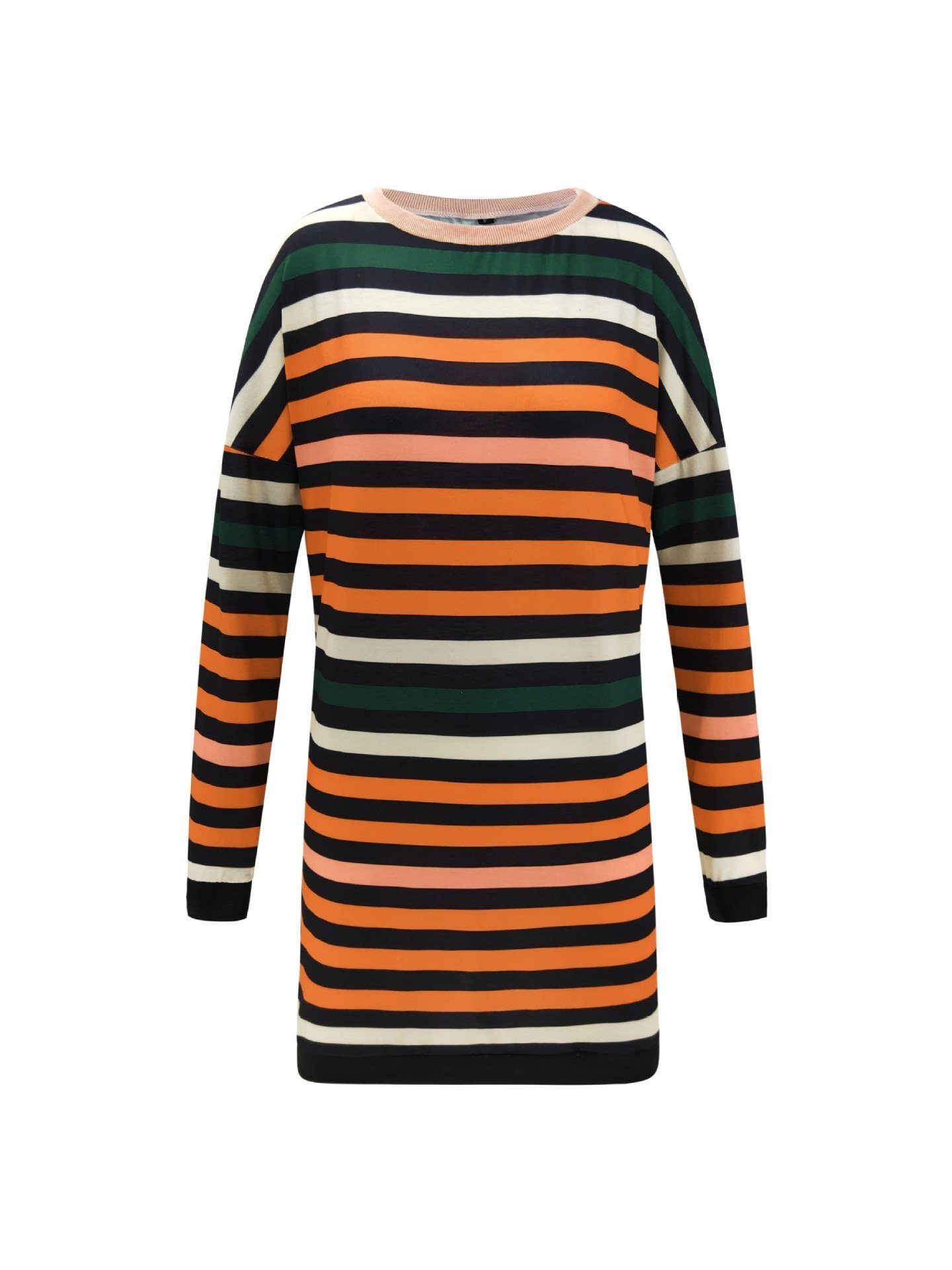 Gestreiftes Kleid Mit Lockerem Schnitt Und Rundhalsausschnitt