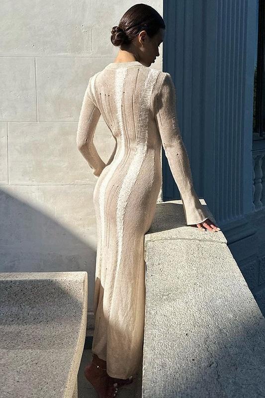 Maxikleid Aus Strukturiertem Strick