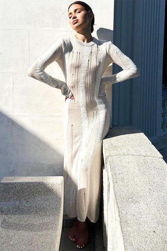 Maxikleid Aus Strukturiertem Strick