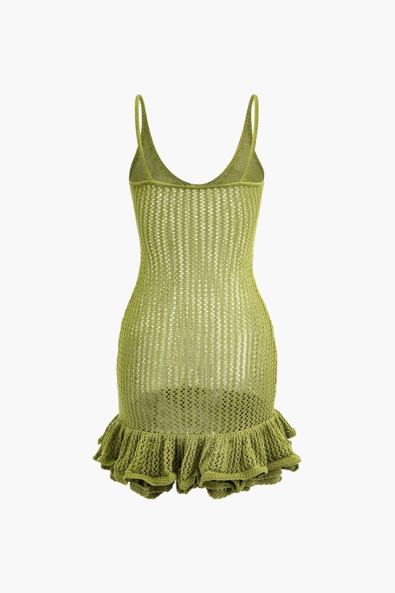 Strick-Minikleid Mit V-Ausschnitt Und Rüschenrock