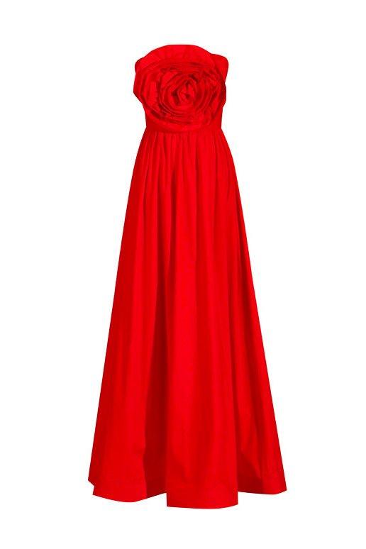 Trägerloses Maxikleid Mit Floralen Details