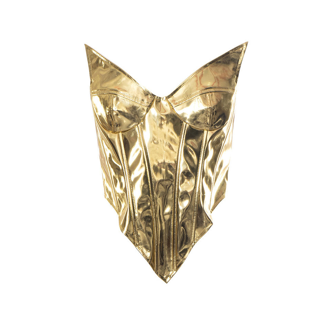 Stylische metallische kurze Oberteil - Kunstleder