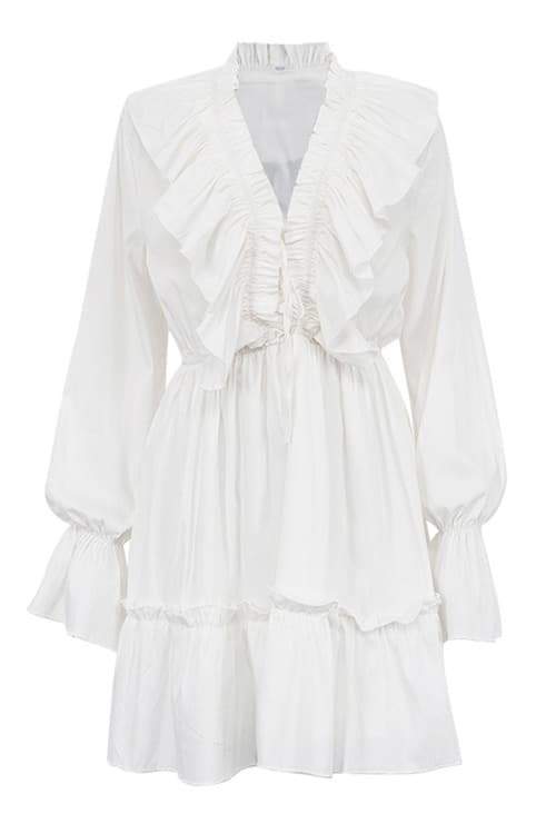 Minikleid Mit Tiefem V-Ausschnitt Und Volant