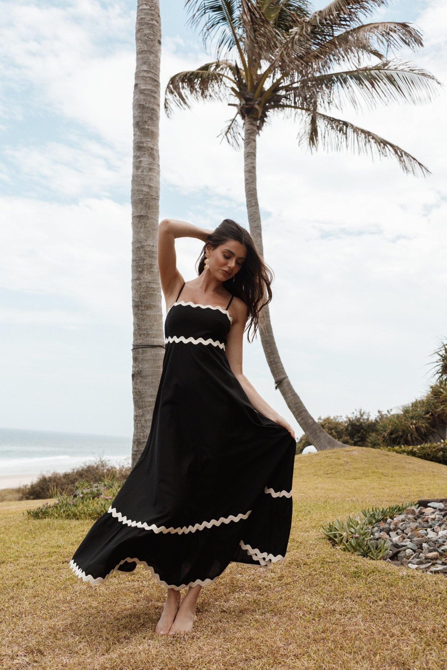 Gemustertes Maxikleid Mit Dünnen Trägern