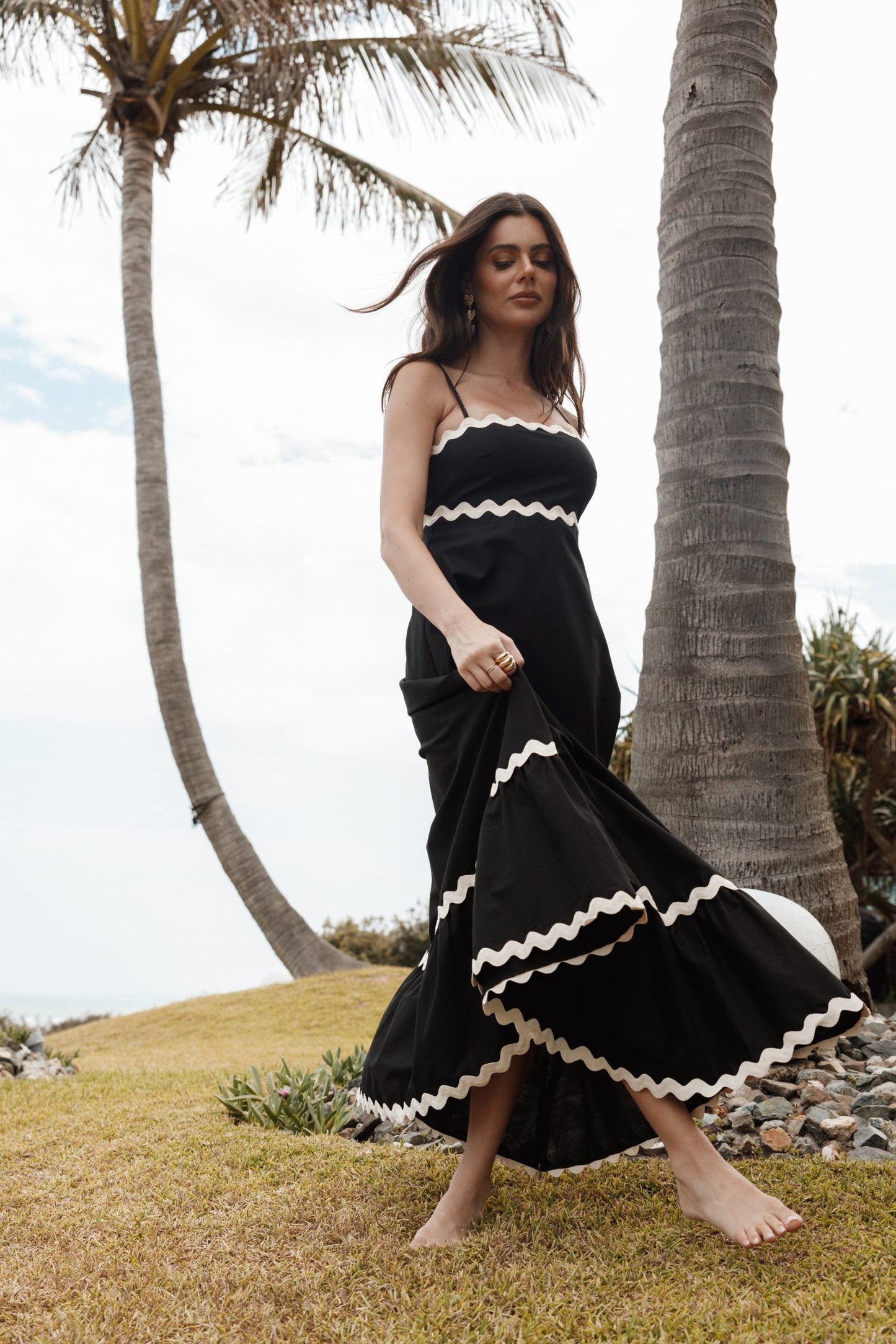 Gemustertes Maxikleid Mit Dünnen Trägern