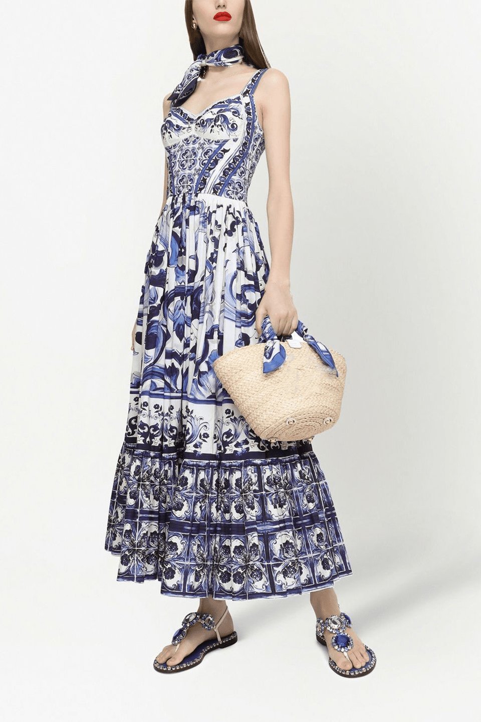 Gemustertes Maxikleid Mit Trägern