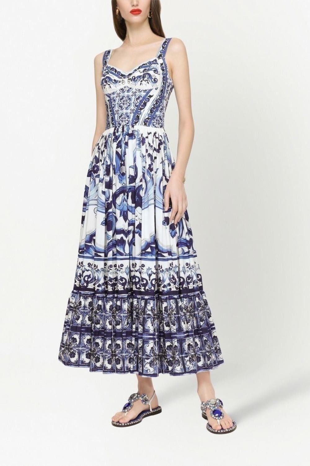 Gemustertes Maxikleid Mit Trägern