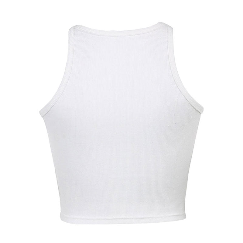 Einfacher Stil Weißer Rundhalsausschnitt Rib-Stretch Kurz-Top