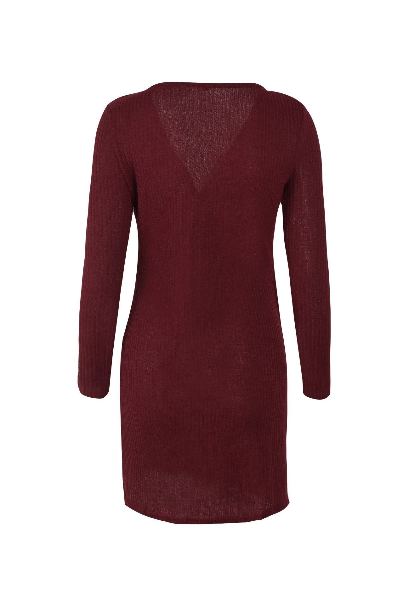 Einfarbiges Wickelkleid Mit V-Ausschnitt