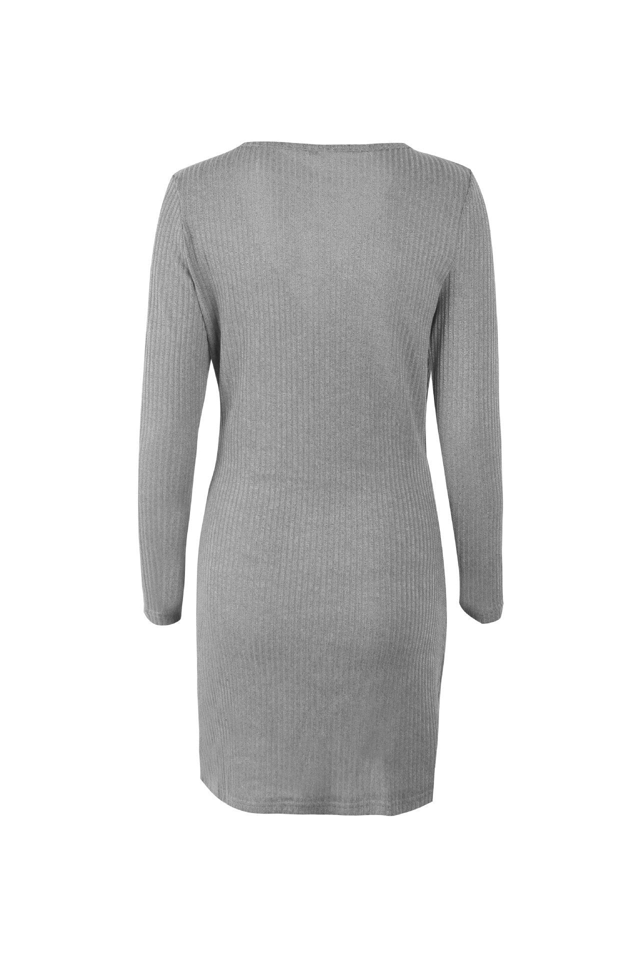 Einfarbiges Wickelkleid Mit V-Ausschnitt