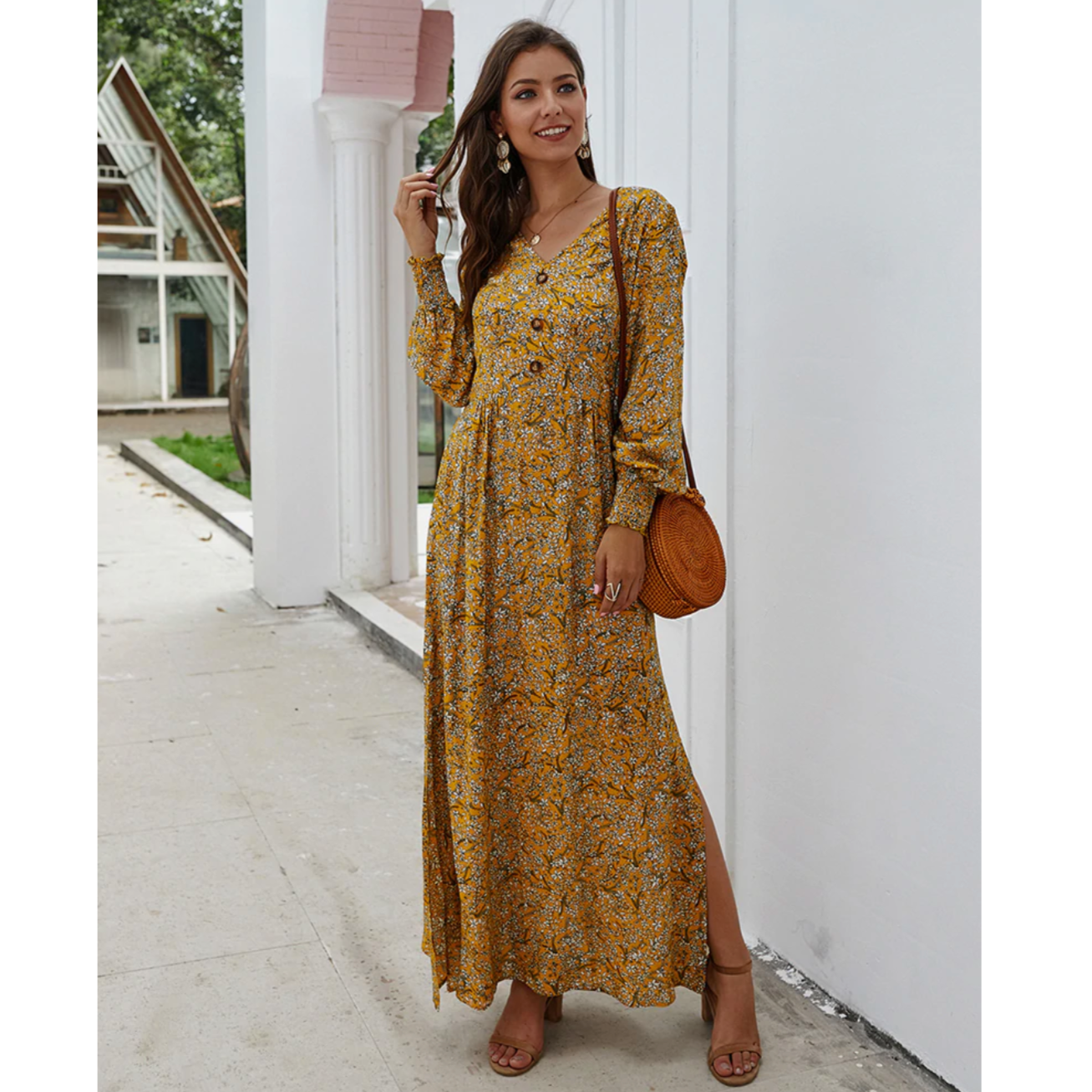 Maxikleid Mit Blumenmuster