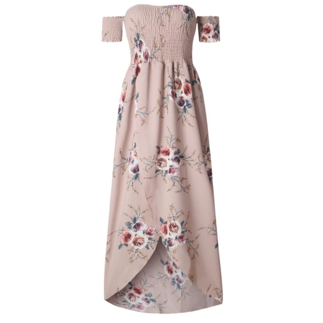 Sommer-Maxikleid Mit Schlitz An Der Schulter Und Durchbrochenem Muster