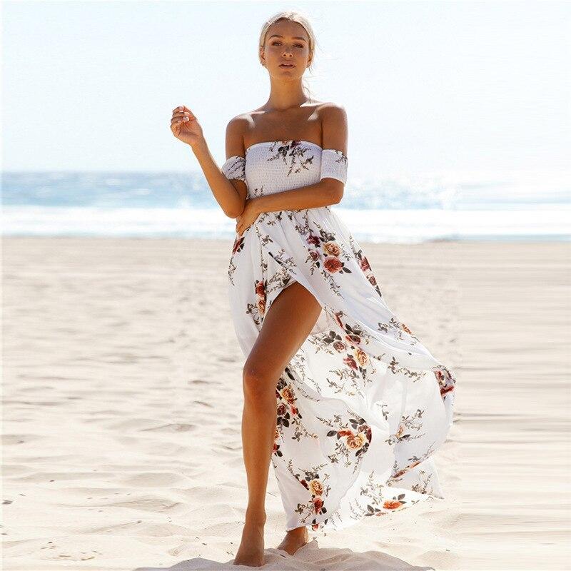 Sommer-Maxikleid Mit Schlitz An Der Schulter Und Durchbrochenem Muster