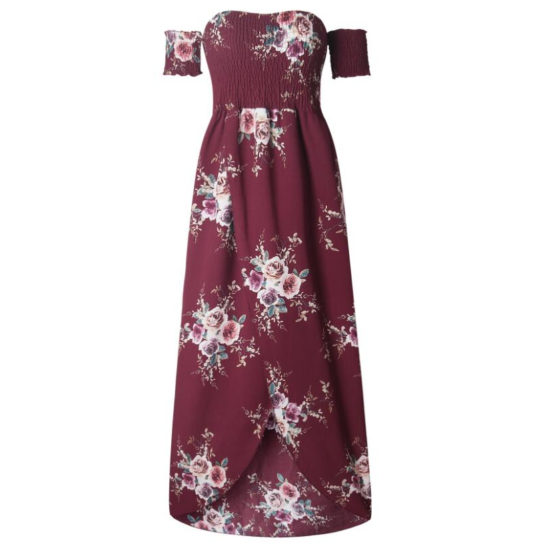 Sommer-Maxikleid Mit Schlitz An Der Schulter Und Durchbrochenem Muster