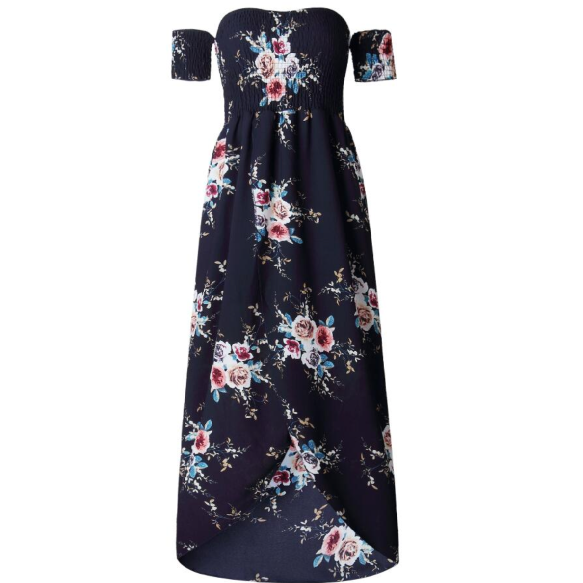 Sommer-Maxikleid Mit Schlitz An Der Schulter Und Durchbrochenem Muster