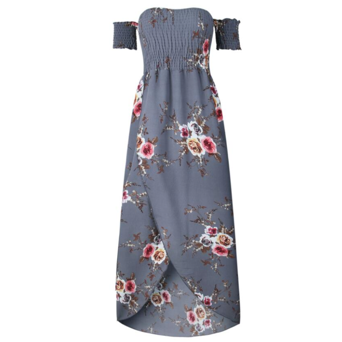 Sommer-Maxikleid Mit Schlitz An Der Schulter Und Durchbrochenem Muster