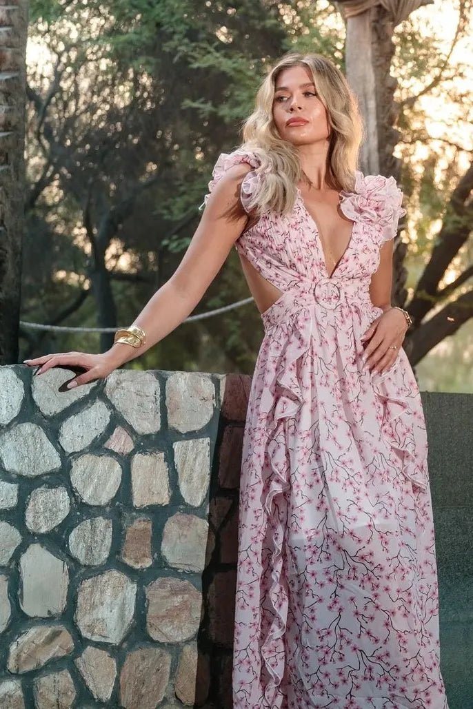 Elegantes Maxikleid Mit Rüschendetail