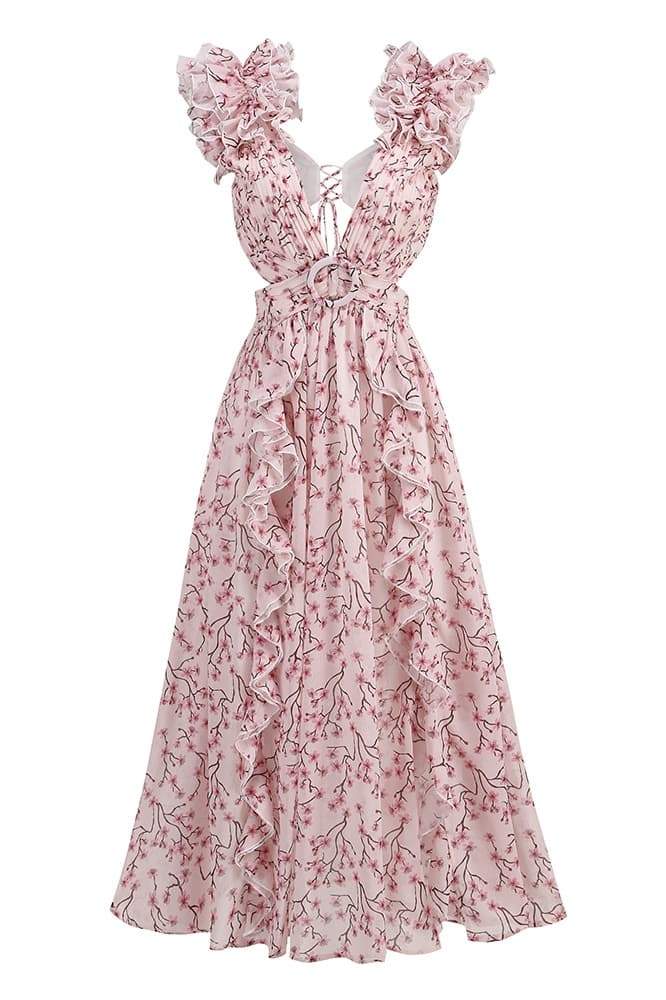 Elegantes Maxikleid Mit Rüschendetail