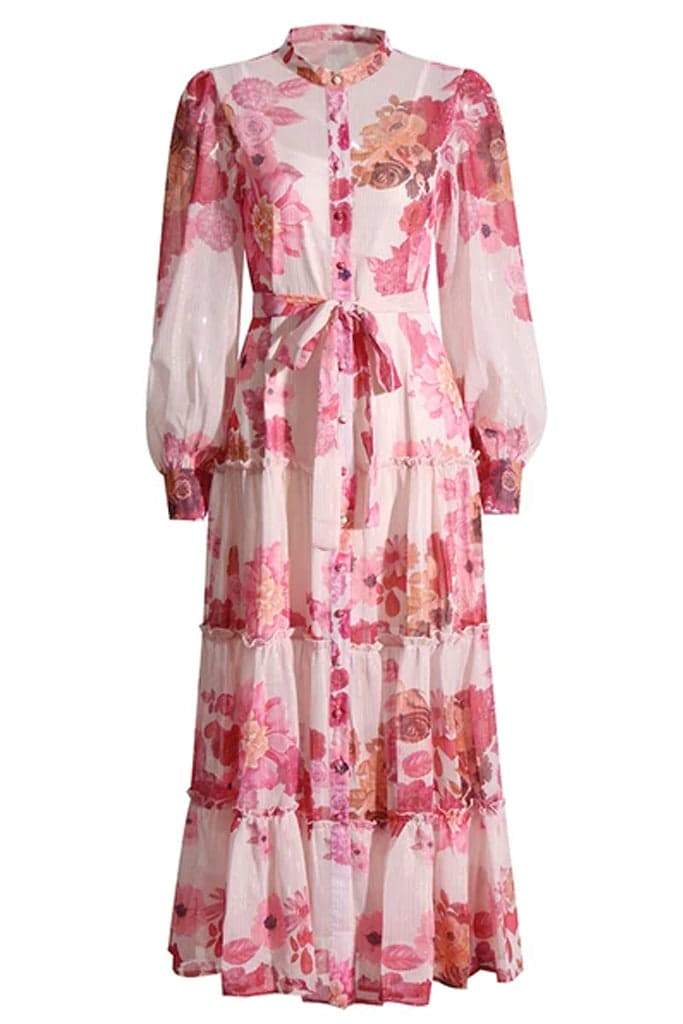 Langärmliges Maxikleid Mit Blumenmuster