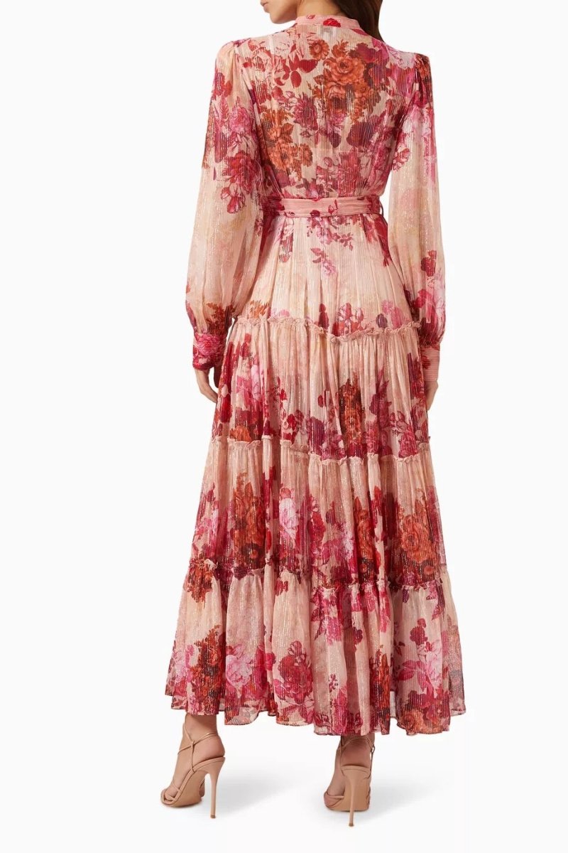 Langärmliges Maxikleid Mit Blumenmuster