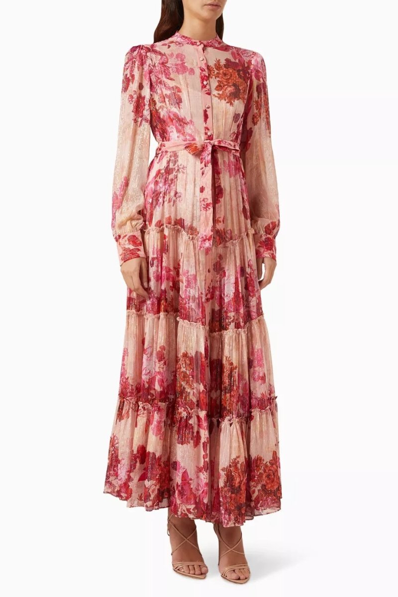 Langärmliges Maxikleid Mit Blumenmuster