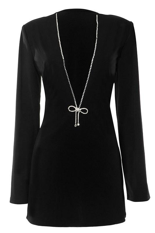 Minikleid Mit V-Ausschnitt Und Rautenmuster