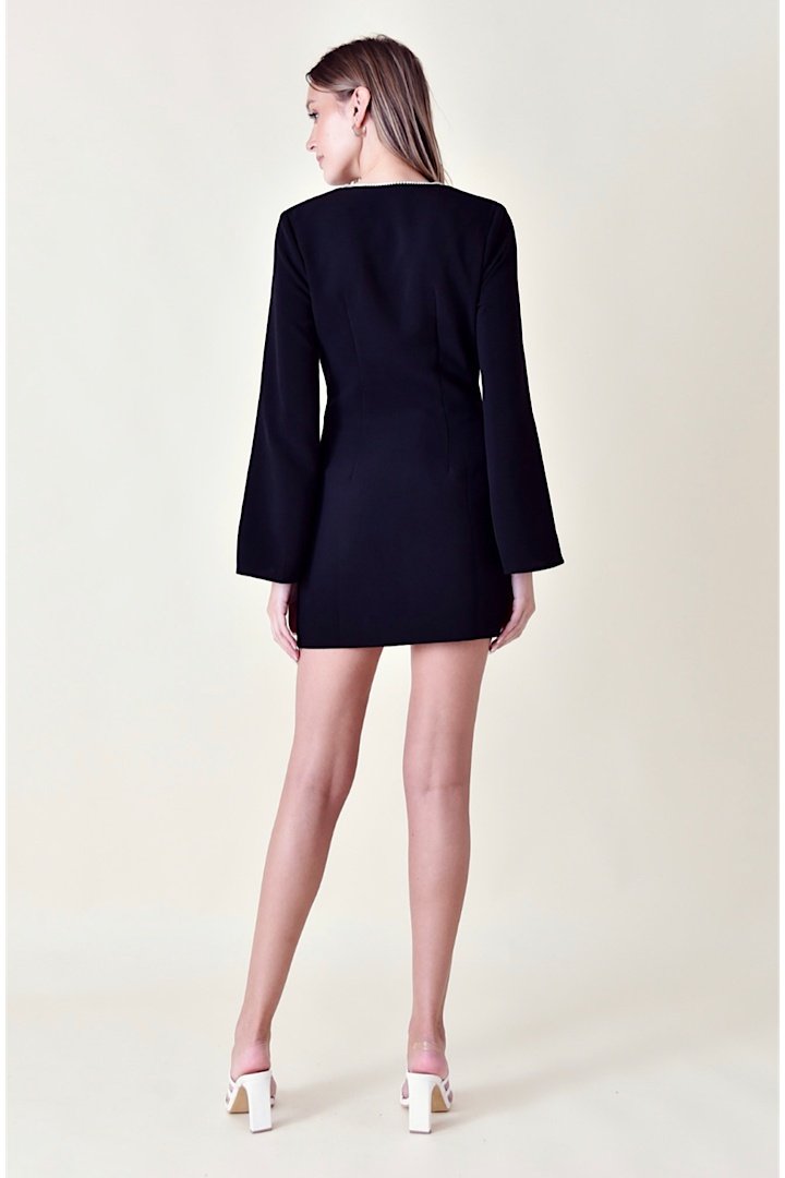 Minikleid Mit V-Ausschnitt Und Rautenmuster
